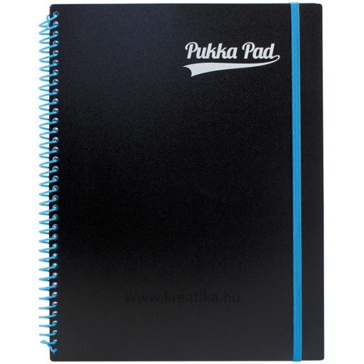 Spirálfüzet A/4 100 lapos, vonalas Pukka Pad "Jotta Pad" Neon fekete