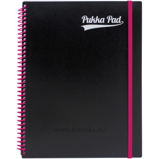Spirálfüzet A/4 100 lapos, vonalas Pukka Pad "Jotta Pad" Neon fekete