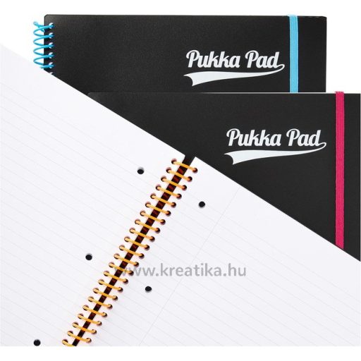 Spirálfüzet A/4 100 lapos, vonalas Pukka Pad "Jotta Pad" Neon fekete