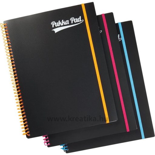 Spirálfüzet A/4 100 lapos, vonalas Pukka Pad "Jotta Pad" Neon fekete