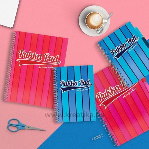 Spirálfüzet A/4 100 lapos, vonalas Pukka Pad "Jotta Pad" Vouge rózsaszín