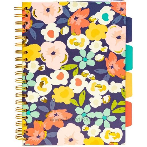 Spirálfüzet B/5 100 lapos, vonalas Pukka Pad "Project Book" Floral Love