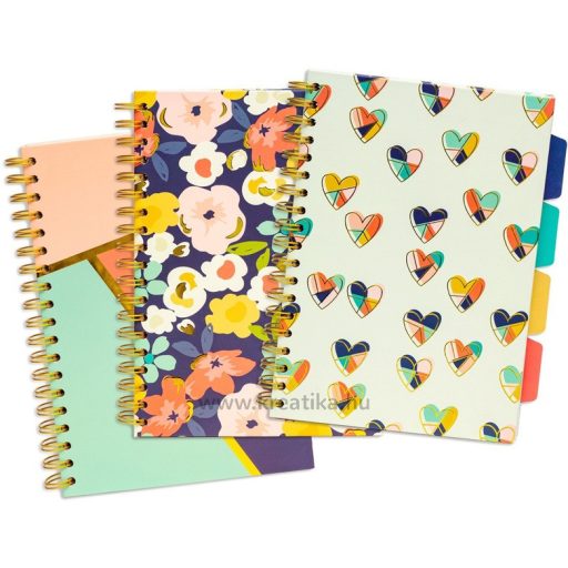 Spirálfüzet B/5 100 lapos, vonalas Pukka Pad "Project Book" Floral Love
