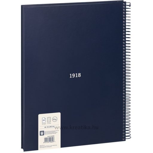 Spirálfüzet A/4 80 lapos, négyzetrácsos Milan "1918 Series" navy