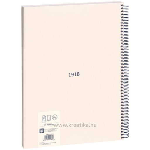 Spirálfüzet A/4 80 lapos, vonalas Milan "1918 Series" bézs