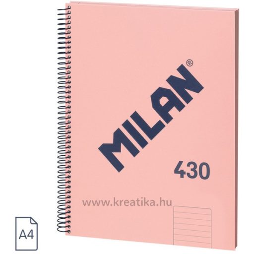 Spirálfüzet A/4 80 lapos, vonalas Milan "1918 Series" rózsaszín