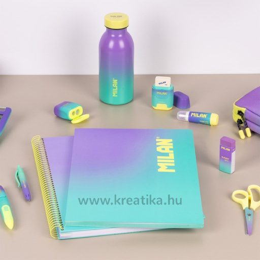 Spirálfüzet A/4 90 lapos, négyzetrácsos Milan "Sunset" türkiz