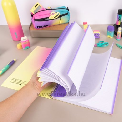 Spirálfüzet A/4 90 lapos, vonalas Milan "Sunset" sárga