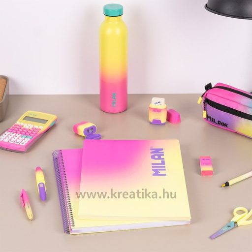 Spirálfüzet A/4 90 lapos, négyzetrácsos Milan "Sunset" sárga