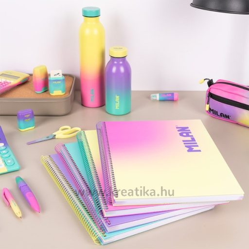 Spirálfüzet A/4 90 lapos, négyzetrácsos Milan "Sunset" rózsaszín