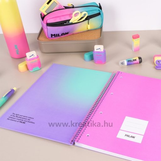 Spirálfüzet A/4 90 lapos, négyzetrácsos Milan "Sunset" lila