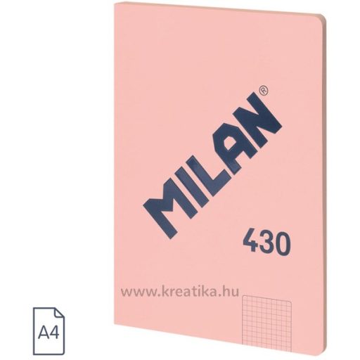 Füzet A/4 48 lapos, négyzetrácsos Milan "1918 Series" rózsaszín