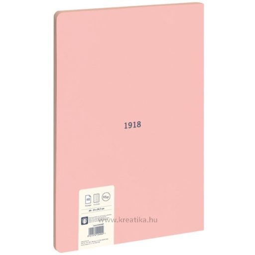 Füzet A/4 48 lapos, négyzetrácsos Milan "1918 Series" rózsaszín