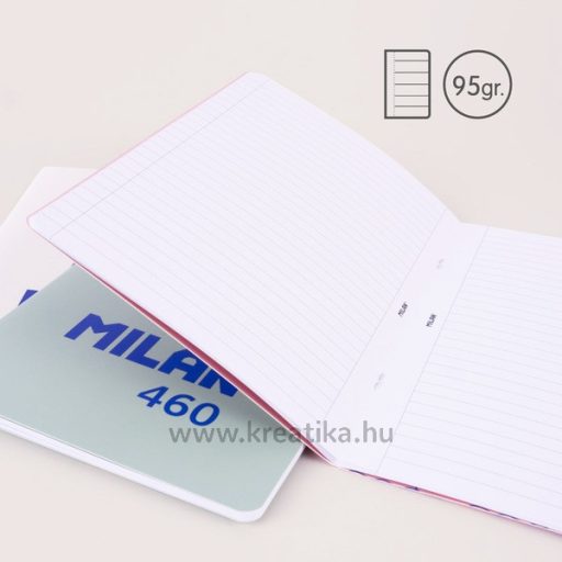 Füzet A/5 24 lapos, vonalas Milan "460 Collection" pink