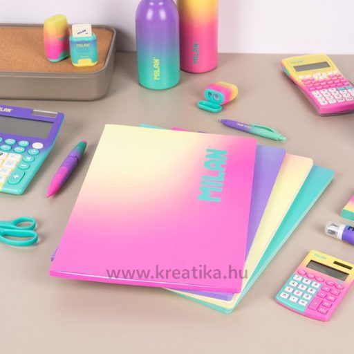 Füzet A/4 48 lapos, négyzetrácsos Milan "Sunset" rózsaszín