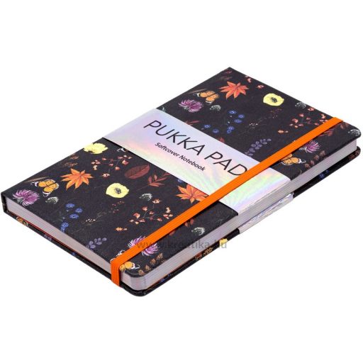 Napló 13x21 cm 192 lapos, vonalas Pukka Pad "Bloom" fekete