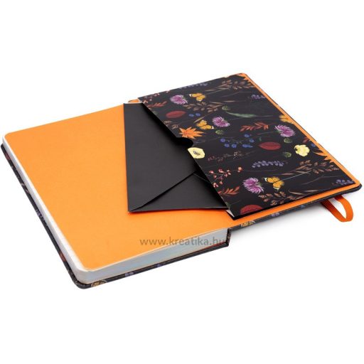 Napló 13x21 cm 192 lapos, vonalas Pukka Pad "Bloom" fekete