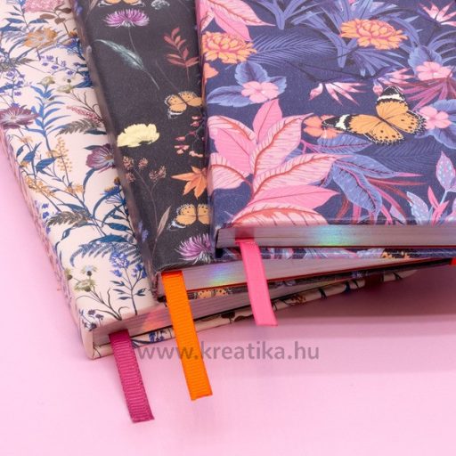 Napló 13x21 cm 192 lapos, vonalas Pukka Pad "Bloom" fekete