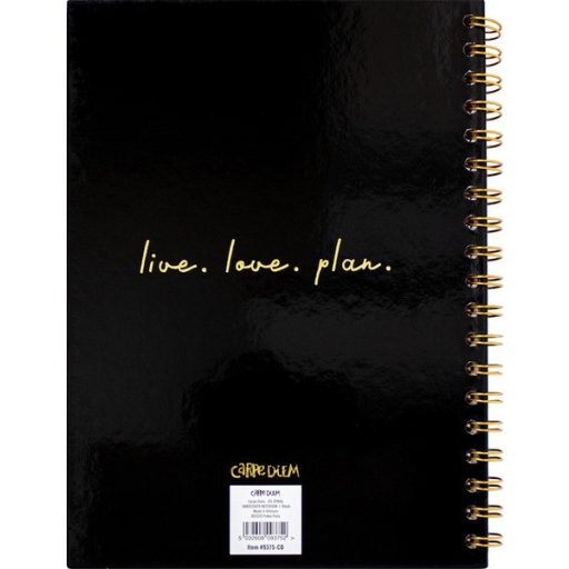 Spirálfüzet B/5 80 lapos, vonalas Pukka Pad "Carpe Diem" fekete