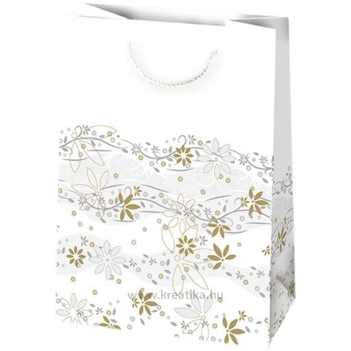 Dísztasak, glitteres  Daisy fehér, arany-ezüst minta