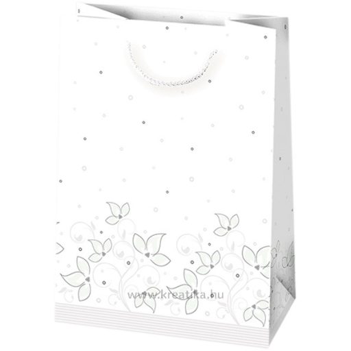 Dísztasak, glitteres  Daisy fehér, arany-ezüst minta