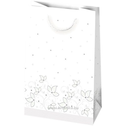 Dísztasak, glitteres Daisy "S" fehér, arany-ezüst minta