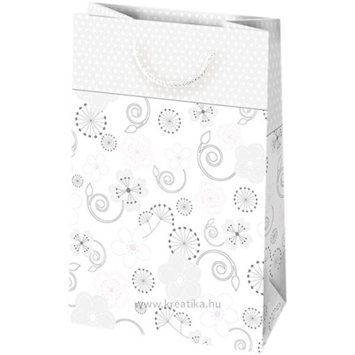 Dísztasak, glitteres Daisy "S" fehér, arany-ezüst minta