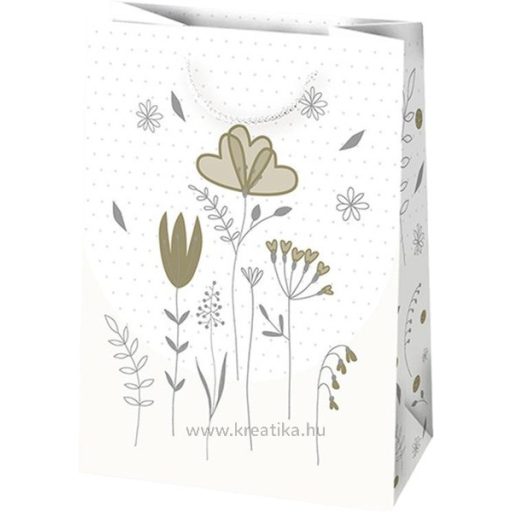 Dísztasak, glitteres Daisy fehér, arany-ezüst minta