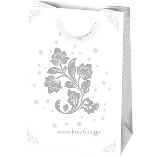 Dísztasak, glitteres Daisy fehér, arany-ezüst minta