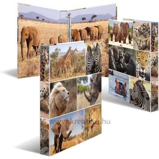 Gyűrűskönyv A/4 35 mm, 4 gyűrűs, karton Herma "Animals" Africa