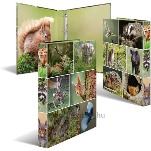 Gyűrűskönyv A/4 35 mm, 4 gyűrűs, karton Herma "Animals" Forest