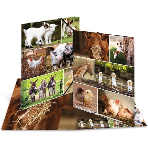 Gumis mappa A/4 karton Herma "Animal Worlds" Farm állatok