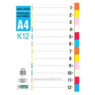 Elválasztólap A/4 1-12, karton d.rect