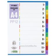 Elválasztólap A/4 1-12, PP d.rect