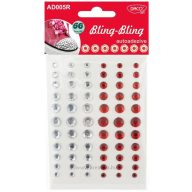   Strasszkő, öntapadós 66 db/csomag Daco "Bling-Bling" piros