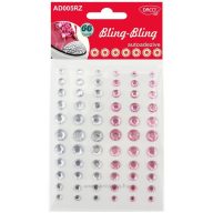   Strasszkő, öntapadós 66 db/csomag Daco "Bling-Bling" rózsaszín