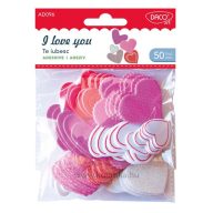   Műanyag szívek, öntapadós, vegyes méret Daco "I love you