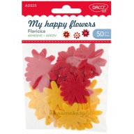 Filc forma, virágok 4 cm Daco "My happy flowers