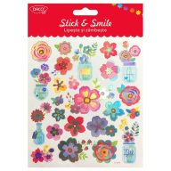 Matrica, hologrammos Daco "Stick & Smile" virágok