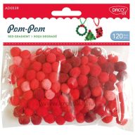 Pompon 10 mm 120 db/csomag Daco piros