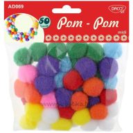 Pompon 25 mm 50 db/csomag Daco vegyes színek