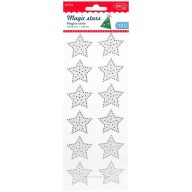   Műanyag csillag, öntapadós 4,2 cm Daco "Magic stars" ezüst