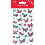   Matrica, glitteres Daco "Stick & Glitter" pillangók