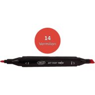   Alkoholos marker kétvégű, vágott és gömb Daco "Art Duet" 14 élénk piros