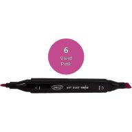   Alkoholos marker kétvégű, vágott és gömb Daco "Art Duet" 6 élénk rózsaszín