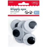 Mozgó szem 4 cm 8 db/csomag Daco fekete-fehér
