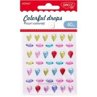   Strasszkő, öntapadós 39 db/csomag Daco "Colorful drops" vegyes színek