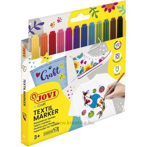 Textilmarker készlet Jovi 12 szín