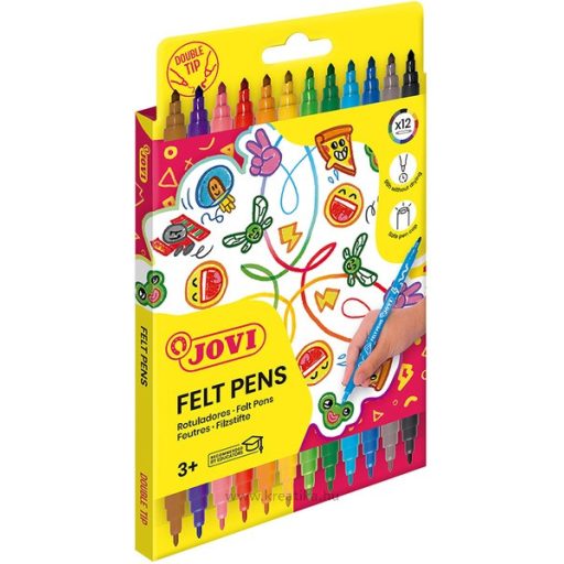 Filctoll készlet kétvégű, kimosható Jovi 12 szín