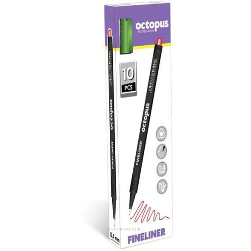 Tűfilc 0,4 mm Octopus "Fineliner" középzöld